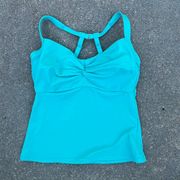 Title Nine 32DD turquoise halter ruched bust convertible tankini swim top