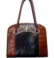Brighton vintage leather top handle crossbody satchel purse