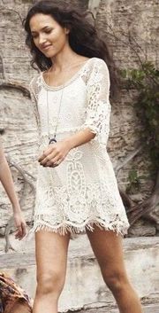 Ivory Crochet Tunic Dress