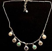 Silver tone necklace with turquoise multicolor stones