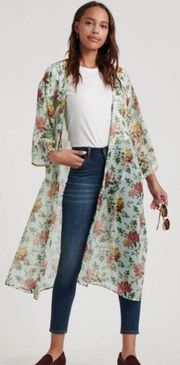 Floral Printed Duster Kimono One Size