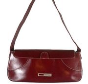 Kenneth Cole Brick Red Faux Leather Convertible Clutch Handbag Shoulder Purse