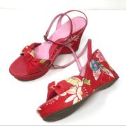 VIA SPIGA fabric ankle strap wedge sandals, Italy, size 9