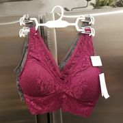 💕JESSICA SIMPSON💕 2 Pack Lace Bralettes ~ Bordeaux & Dark Grey Small S NWT