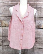 HD in Paris for Anthro Pink & White Stripes Sleeveless Button Up Top Size 12