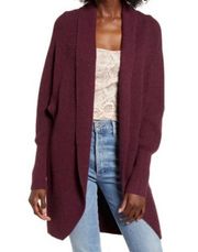 Leith Dolman Sleeve Long burgundy Cardigan