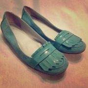 GAP blue suede kiltie penny ballet Loafer SZ 8