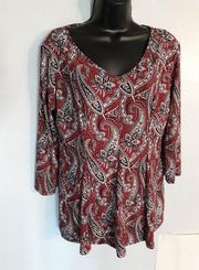 Roz and Ali red paisley blouse