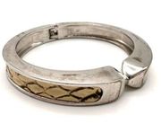 Stella & Dot Emerson Clamper Bangle Bracelet Snakeskin Silver Tone Statement