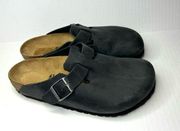 Birkenstock Black Boston Oiled Leather Clogs