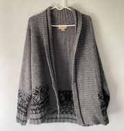 Charcoal Heather Grey Alpaca Wool Blend Cardigan