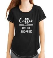 Secret Treasures “Coffee and Online Shopping" Short Sleeve T-shirt Black Size S