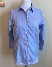 COPY - Gretchen Scott Blue Scallop Trim Button Down Shirt