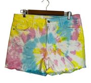 Judy Blue Shorts Women's Size XL Tie Dye Multicolor Cut Off Jorts