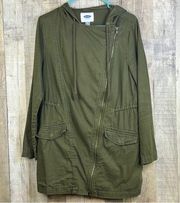 Old Navy Spring Parka Pine Needles Drawstring Hooded Jacket w/Slant Zipp…