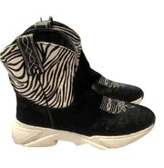 Dingo Women’s Safari Zebra Calf Hair Leather Sneaker Booties size 10‎