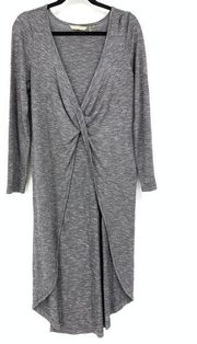 Soft Surroundings Duster Wrap Sweater Women's Size S Gray Heather Twist Front