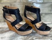 Kenneth Cole Platform wedge cork leather sandal