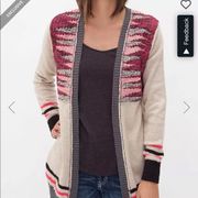 BKE Metallic Beige and Pink Cardigan Sweater