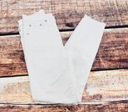 J Crew Jeans Women's Size 26 White Frayed Hem 10" High Rise Toothpick Skinny