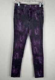 Gray Saks Fifth Avenue Skinny Jeans Actual 26W Ikat Plum Mid Rise Denim