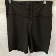 We Wore What: Black Lace-Up biker shorts- size L