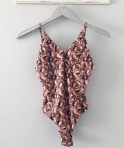 Anthropologie Malai Abstract One Piece Swimsuit Pink Leopard Animal Print NEW
