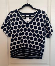 Navy And White Polka Dot Top