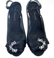 Lulu Townsend Open Toe Jeweled Evening Formal Heels Size 6.5