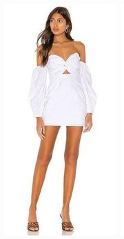 Superdown Flynn Ruched Sleeve Dress in White