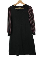 Luxology Black Red Stripe Long Sleeve Shift Mini Dress S