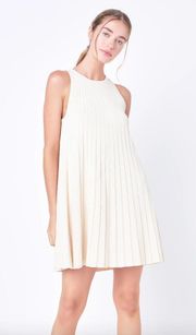 COS Pleated A-line Mini Swing Dress in Off-White Size XS