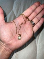 Ann Taylor Gold Necklace with Crystal Diamond Pendant