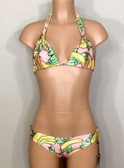 WILDFOX banana print tropical bikini. NWT