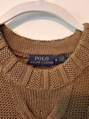 Polo Ralph Lauren Cable Knit Wool Cashmere Blend Brown Pullover Sweater Size M