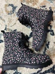 Charles Albert Combat Floral Lace Boots