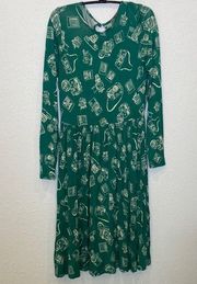 ModCloth Retro Fit Stretchy Camera All Over Print Dress Fit Flare EUC Sz S