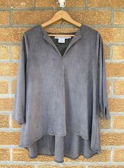 Gretchen Scott suede split neck tunic Large