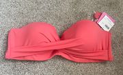 Twist Front Bandeau Bikini Top in Lychee NWT