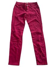 Lila Ryan Pants Womens 27 Solid Pink Denim Zip Skinny Leg Mid Rise Cotton Blend