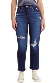 NWT Levi’s Ribcage Straight Ankle Jeans Distressed Dark Wash High Rise Women 31
