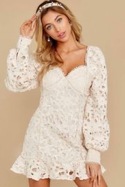 Just Me Ivory Scallop Lace Dress