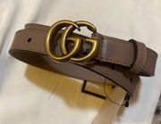 Leather Belt with Double G Buckle Size 90