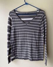 Smartwool Merino Wool Women's V Neck Striped Sweater Size Medium