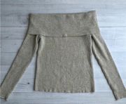 Italian Yarn Tan & Metallic Off the Shoulder Sweater XS