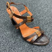 brown strappy leather sandals 7.5