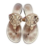 Tory Burch Leather Tumbled Miller Sandal size Gold size 8