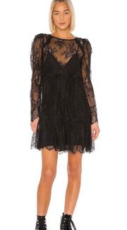  $298  Black Reece Lace Mini Long Sleeve Dress XS