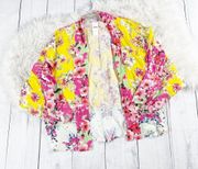 Anthropologie Women's Floral Aurelia Open Front Long Sleeve Kimono Size OS