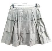 J Crew Skirt Womens 0 Light Gray Sateen Tiered Pleated A Line Gateau Side Zip